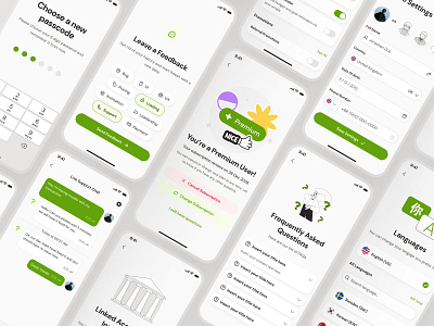 finpal: AI Finance Assistant App - Profile Settings Flow UIUX account setting account settings account settings ui clean finance ui kit green minimal modern passcode ui profile setting profile settings profile ui setting setting flow setting ui settings settings ui simple soft text input