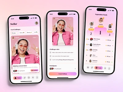 Stellar - Challenge Social Media Apps apps challenge challenge challenge app challenge based community competition content creators creative digital community explore page instagram leaderboard social media tiktok trending ux social media vektora video challenge viral viral apps