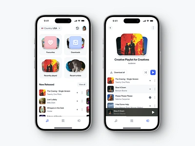Music app interface design album audio interaction microinteraction minimal mobile mobile ui music music app music player playlist prototype streaming ui