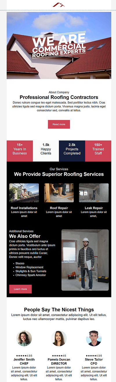 Mailchimp Real Estate Roofing Agency Email Template Design adobe photoshop branding canva design digital marketing email template illustration klaviyo mailchimp ui