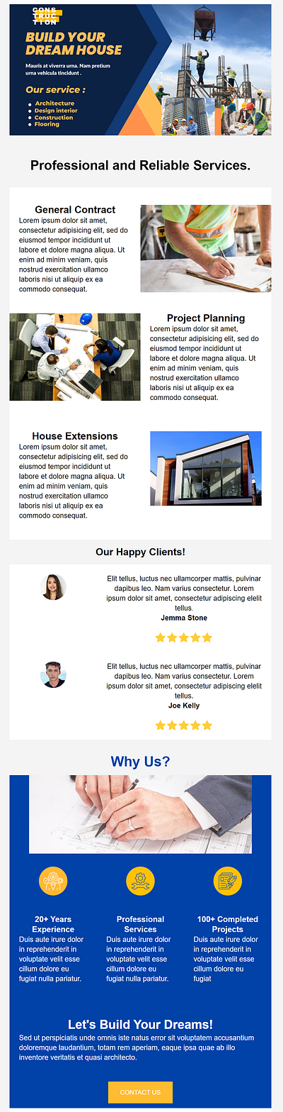 Mailchimp Real Estate Construction Email Template Design adobe photoshop branding canva design digital marketing email template illustration klaviyo mailchimp ui