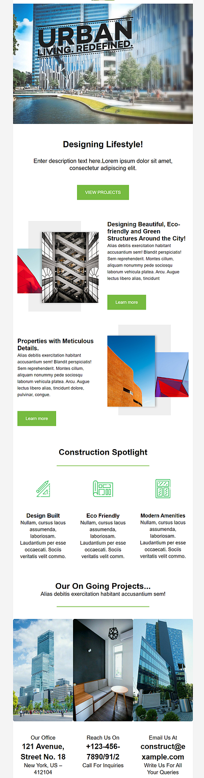 Mailchimp Real Estate Construction Email Template Design adobe photoshop branding canva design digital marketing email template illustration klaviyo mailchimp ui