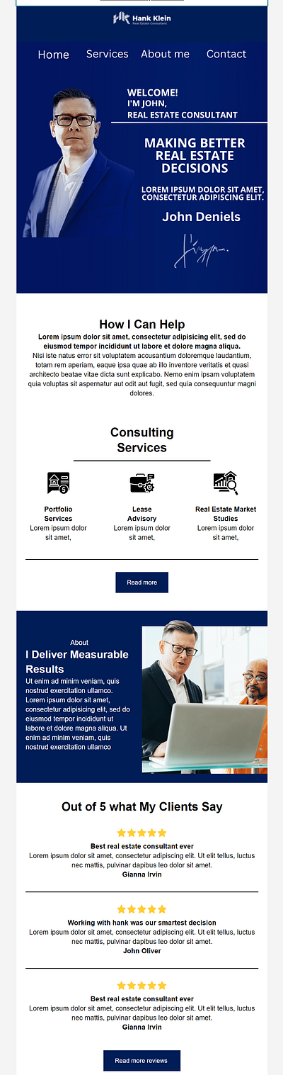 Mailchimp Real Estate Consultant Email Template Design adobe photoshop branding canva design digital marketing email template illustration klaviyo mailchimp ui