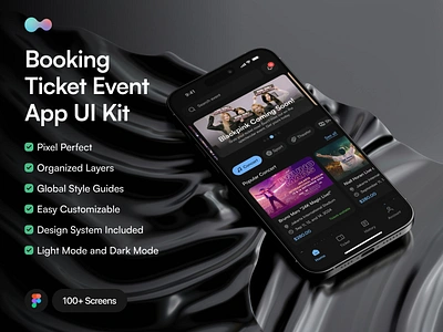 Booking Ticket Event App UI Kit app application book booked booking concert event login mobile music parade party registration sign in sign up ticket ticketing ui kit usr flow