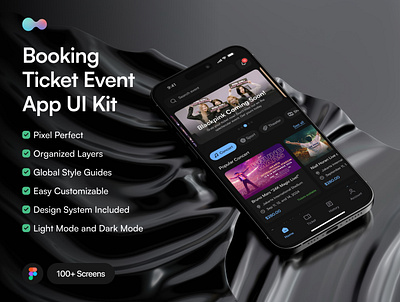 Booking Ticket Event App UI Kit app application book booked booking concert event login mobile music parade party registration sign in sign up ticket ticketing ui kit usr flow