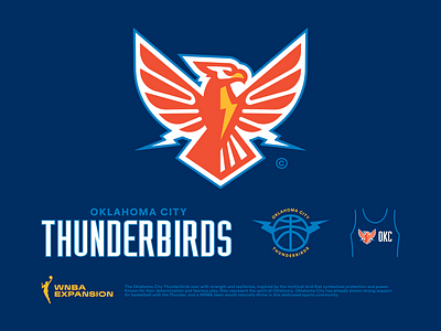 Oklahoma City Thunderbirds basketball branding design illustration logo nba okc sports sports branding thunder thunderbirds wnba