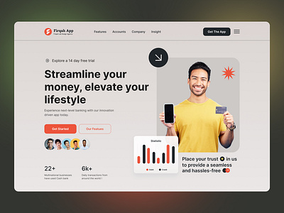 Fintech Landing page | Financial Website branding design finance financial financial landing page fintech fintech landing page fintech website firqah lab header illustration landing page money ui uiux wallet web website