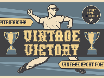 Vintage Victory – Vintage Sport Font baseball basket bold display branding font classic font film football logo font magazine font merchandise packaging font poster font retro font slab serif sports font sticker font title font typography vintage vintage sport