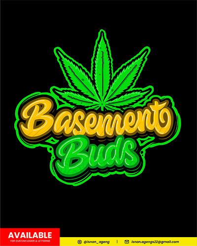 Basement Buds Lettering logo design buds cannabis branding cannabis logo cannabis strain lettering logotype typography