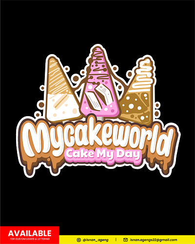 Cake World Logo design cake cake illustration cake logo design hand drawn lettering lettering logo logotype