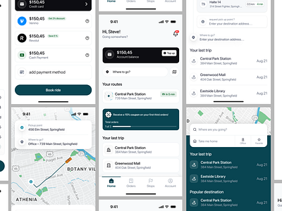 Ride Sharing Mobile App - Full Screens app design booking apps car taxi driver driver ios location maps mobile apps passangers payment product design ride app ride booking app ride order app ride sharing app trip uber ui design uiux ux design