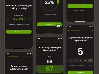finpal: AI Finance Assistant App - Financial Chart & Widgets UI ai finance app assessment assessment ui clean dark mode finance app finance assessment finance ui finance ui kit financial assessment fintech ui kit green minimal modern number input onboarding simple text input user assessment user onboarding