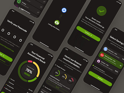 finpal: AI Finance Assistant App - Financial Assessment UIUX ai finance app ai recommendation ai suggestion clean finance app finance assistant finance companion finance onboarding finance ui finance ui kit green minimal modern onboarding onboarding flow onboarding screen onboarding ui pie chart simple user onboarding