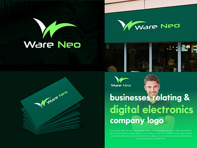 Digital electronics company logo (Ware Neo) best logo branding colourful logo creative design digital electronics graphic design logo mark logo vector modern resource symbol tech logo technology logo visual identity