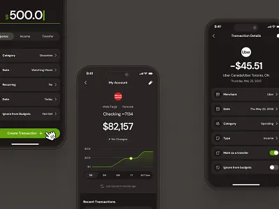 finpal: AI Finance Assistant App - Account Transaction/Transfer bank account bank account ui bank transaction bank transfer chart ui checking account ui clean dark mode finance app finance ui kit green line chart minimal my account transaction transaction summary transaction ui transfer transfer summary transfer ui
