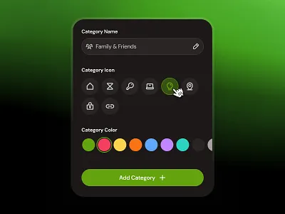 finpal: AI Finance Assistant App - Add Category Design Pattern add category add new category ai finance app category category ui clean color swatch finance app finance design pattern finance ui kit gradient green icon ui minimal modern new category simple text input ui design pattern ui pattern