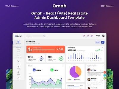 Omah - React (Vite) Real Estate Admin Dashboard Template 3d animation branding creative design graphic design illustration logo motion graphics product design template ui ui design uiux user experience user interface web web design website