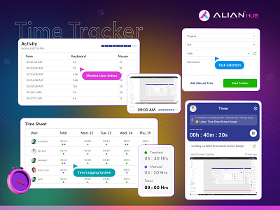 AlianHub - Project Management System application crm design graphic design logo pms product design project management saas time tracker tracker ui ux web web app web application website wrp