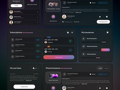 Insurtech components💸🧩 business card design desktop finance fintech insurance insurtech management minimal money product product design saving technology treatment ui ux