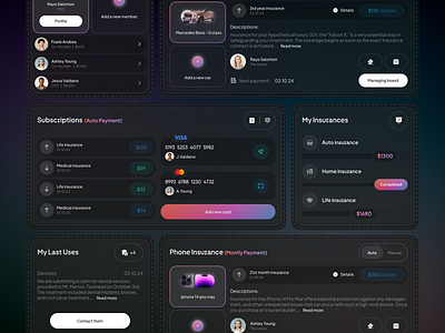 Insurtech components💸🧩 business card design desktop finance fintech insurance insurtech management minimal money product product design saving technology treatment ui ux