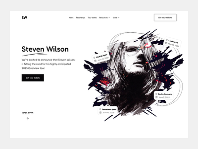 Steven Wilson Website concept branding figma illustration interface landing page music musician product design tickets ui ux web design website website design