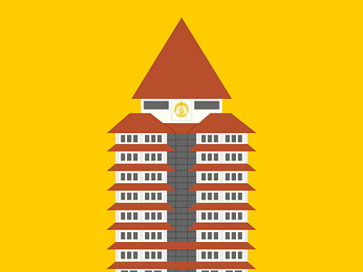 Universitas Indonesia Landmark - Rectorate Building branding design flatdesign illustration ui