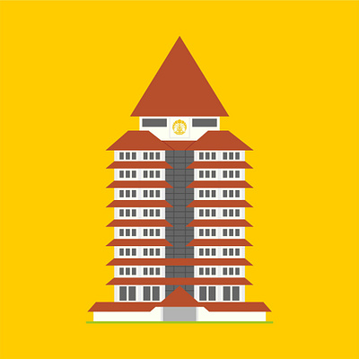 Universitas Indonesia Landmark - Rectorate Building branding design flatdesign illustration ui