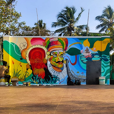 PROJECT : KERALA CULTURAL (Wall Art) acrylic art artist brush color culture custom custom art custom design design digital art freelancer graphic design kerala trend wall art wall paintings