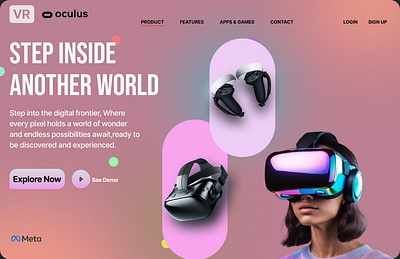 Vr Oculus Landing page UI Design design figma figma design landing page ui ui ux