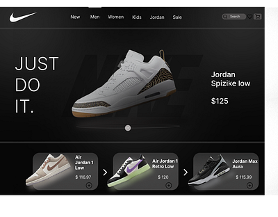 Nike Landing page UI figma design graphic design landing page ui