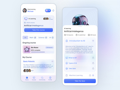 AI Class App Screens ai ai app ui ui design uiux ux ux design