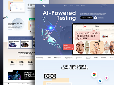 AI-Driven Testing Visualization: Innovative Landing Page Design ai ai landing page ai tool artificial intelligence data driven graphic design homepage landing page minimal ui ui design uiux ux design visual web design website design