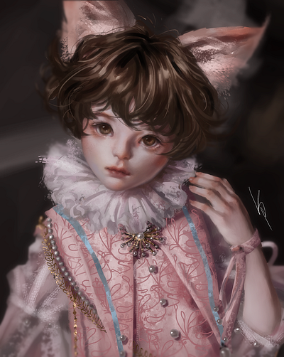 Doll antique beautiful cat digitalart digitaldrawing digitalpainting doll drawing fineart girl gothic illust illustration portrait