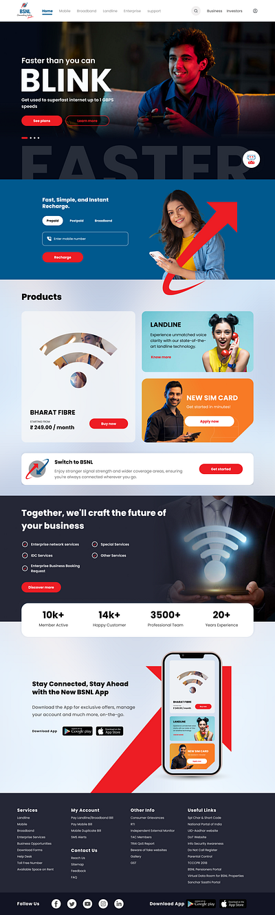 BSNL - Web app class design ins inspiration minimal design modern telecom telecom design ui user interface ux web web desing