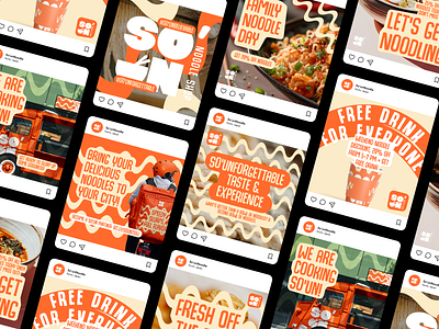 So'Un Noodle - Noodle Restaurant Social Media Exploration beverages bold branding clean colors design drink feed fnb food graphic design illustration layout logo photography post social media typography ui ux