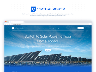 Virtual Power | A Solar Service Provider blue dribble graphic solar ui ux website