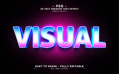 Visual glowing'' 3D Editable PSD Text Effect Style 3d glowing text effect glow glow text effect glowing 3d text neon neon effect psd action psd effect visual 3d text effect visual font effect