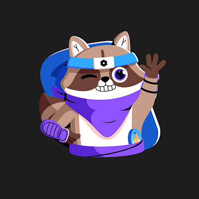 DYOR - Mascot #2 blockchain branding character coin crypto cryptocurrency design finance illustration illustrator marat mascot money raccoon renua stake staking wallet web3