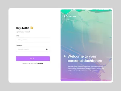 ZenDesk - Log In/Sign Up page app design branding daily ui dashboard design design tips designinspiration desktop figma graphic design illustration interface log in logo trend typography ui userexperience ux web design