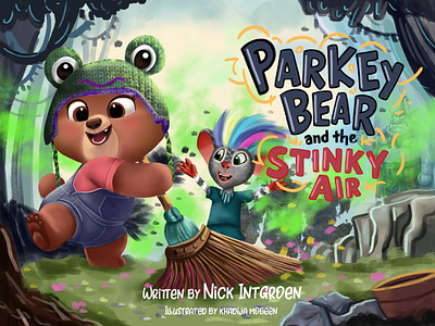 PARKEY BEAR AND THE STINKY AIR CHILDRENS BOOK animals bear childrens book childrens books colors concept art conceptual design digital art drawings hand drawn handpainted illustration toddlers