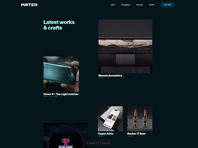 Mater Website: Work animation filter our work portfolio scroll ui ux uxui web development website website design