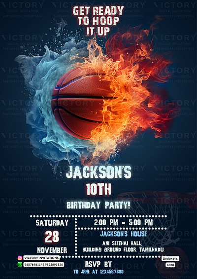 Birthday Party Invitation card in Basketball design 4338 birthday graphic design illustration invitation photoshop