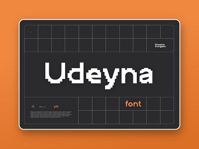 Udeyna - Pixel Art Font art branding display font fun game graphic design interface modern orange pixel playful poster puzzle retro technology typeface typography unique yellow