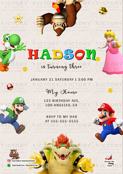 Birthday Party Invitation card in cartoon design 4369 birthday graphic design illustration invitation photoshop