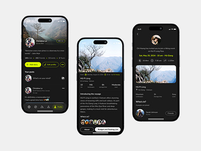 Hiking - Mobile App Concept advertising app app design branding case study figma hiking mobile app product design travel trekking ui ui design ux design ux research uxui visual design