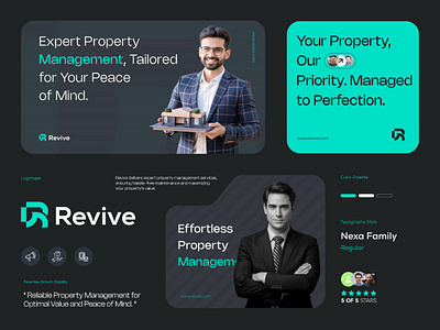 Revive - Logo & Brand Identity brand brand identity branding design home house icon identity letter logo logo logo design logos management modern logo presentation property real estate symbol