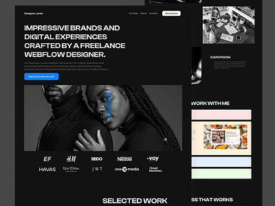 Webflow designer portfolio darkmode design figma landingpage portfolio uiux webflow wordpress xd