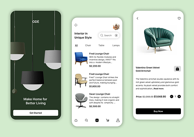 Lounge Chair App UI Design chair furniture lounge lounge chair ui ui design user interface ux researcher uxui