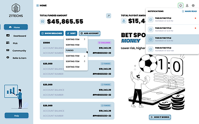 Sports Betting Prop Firm | Sports Betting app bet betting betting app betting site branding challneges dashboard design development figma ods picking picks platform sports sports bet uiux web app website