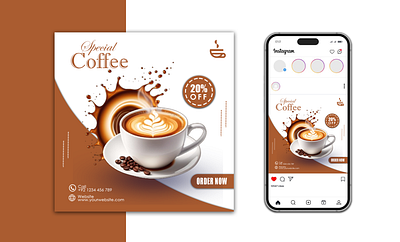 Coffee Social Media Post adobe photosop coffee social media post design graphic design poster design social media post